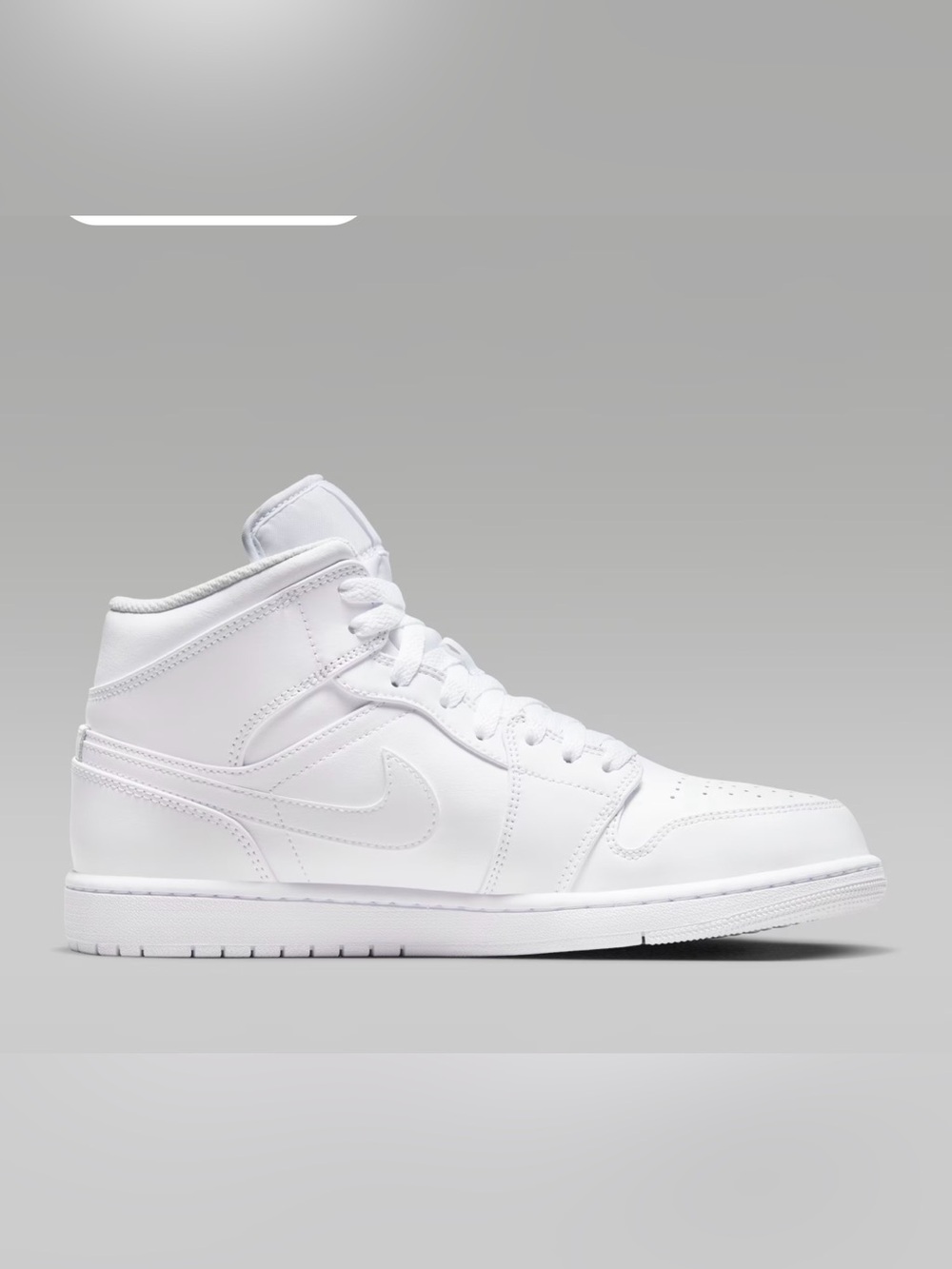 Nike Men’s Air Jordan 1’s Mid in Triple White Sneaker, SZ. 8